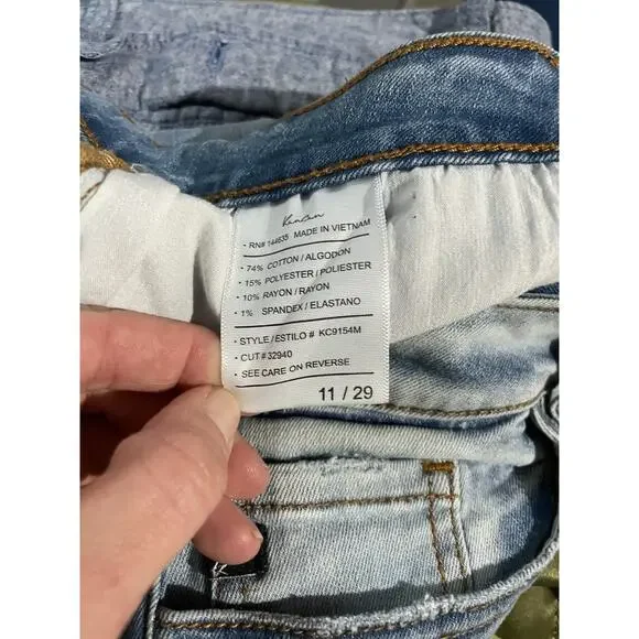 KANCAN Distressed Skinny Ankle Jeans Button Fly Women Size 11/29 Blue Denim - Picture 4 of 5
